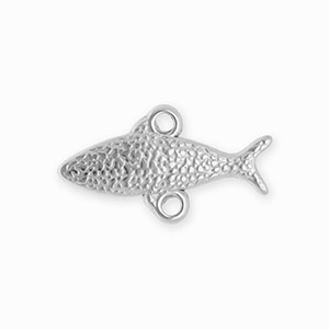 BY31&reg; Roestvrij stalen (RVS) Stainless steel onderdelen tussenstuk vis met 2 oogjes Silver