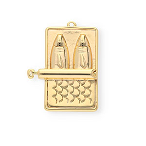 BY31&reg; Eco-brass metaal bedels sardines in blik Gold
