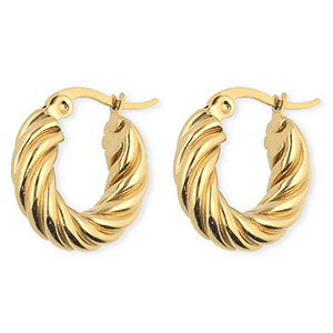 BY31&reg; Roestvrij stalen (RVS) Stainless steel oorbellen / creolen twisted Gold