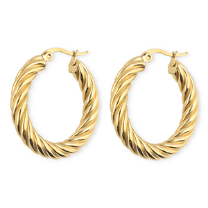 BY31&reg; Roestvrij stalen (RVS) Stainless steel oorbellen / creolen twisted Gold