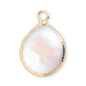 Imperfecte zoetwaterparels bedel round/drop Gold-Natural white