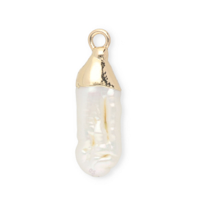 Imperfecte zoetwaterparels bedel tooth Gold-Natural white