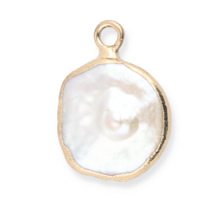 Imperfecte zoetwaterparels bedel round Gold-Natural white