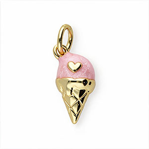 Brass TQ metaal bedels ijsje Gold-light pink