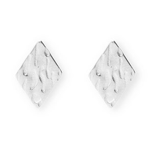 Roestvrij stalen (RVS) Stainless steel onderdelen oorbellen / oorstekers ruit met oogje Silver