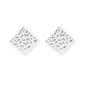 Roestvrij stalen (RVS) Stainless steel onderdelen  oorbellen / oorstekers vierkant met oogje Silver
