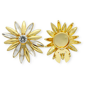 Button covers bloem Gold-crystal