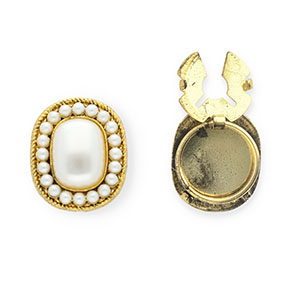 Button covers ovaal met imitatieparels Antique gold-white