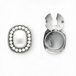 Button covers ovaal met imitatieparels Silver-white