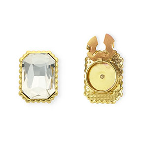 Button covers rechthoek facet geslepen Gold-crystal