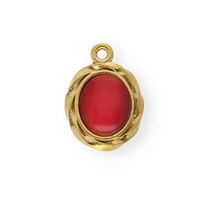 Roestvrij stalen (RVS) Stainless steel bedels met enamel ovaal Gold-red