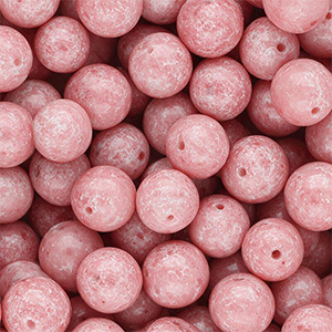 12 mm glaskralen Vintage pink-white