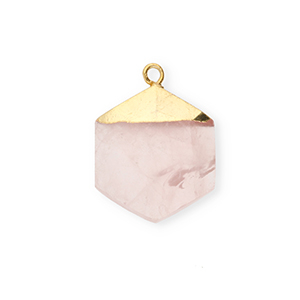 Natuursteen bedels kwarts hexagon Light pink-gold