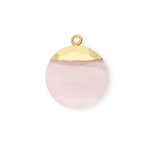 Natuursteen bedels kwarts rond Light pink-gold