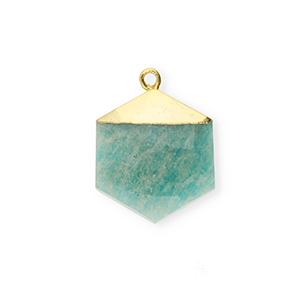 Natuursteen bedels veldspaat hexagon Green-white-gold