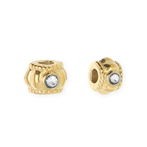 Roestvrij stalen (RVS) Stainless steel kralen spacer met strass 6mm Gold-crystal