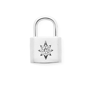 Roestvrij stalen (RVS) Stainless steel bedels met strass slot met ster Silver-crystal