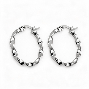 Roestvrij stalen (RVS) Stainless steel oorbellen creolen 25mm twist Zilver
