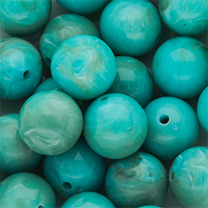 14 mm acryl kralen rond Turquoise blue-brown-white marble