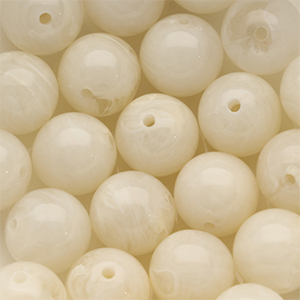 14 mm acryl kralen rond Off white-white marble