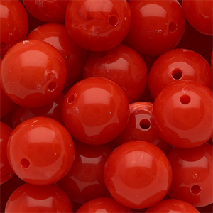 14 mm acryl kralen rond Red-white marble