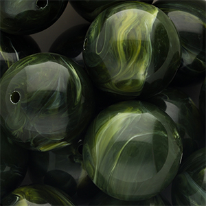24 mm acryl kralen rond Moss green-white marble