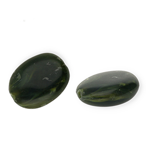 Acryl kralen ovaal Moss green-white marble