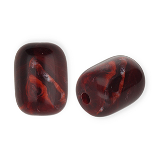 Acryl kralen tube Burgundy red-white marble