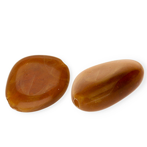 Acryl kralen irregular Brown-camel brown-white marble