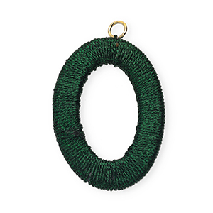 Acryl hanger met macram&eacute; draad ovaal Dark green metallic-gold