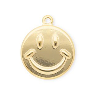 Roestvrij stalen (RVS) Stainless steel bedels smiley Gold