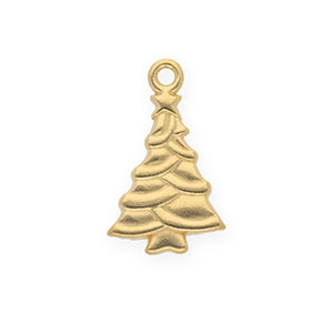 Roestvrij stalen (RVS) Stainless steel bedels kerstboom Gold