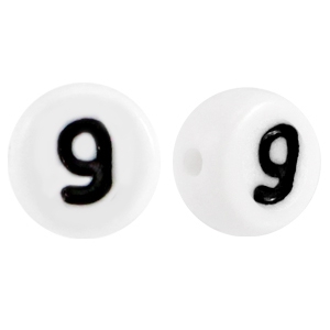 Letterkralen van acryl getal 9 Wit