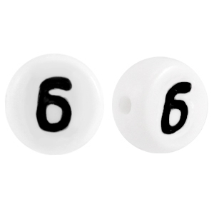 Letterkralen van acryl getal 6 Wit