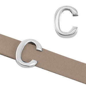 DQ metaal letter schuiver "C" &Oslash;10.3x2.3mm Antiek zilver (nikkelvrij)