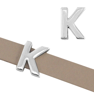DQ metaal letter schuiver "K" &Oslash;10.3x2.3mm Antiek zilver (nikkelvrij)