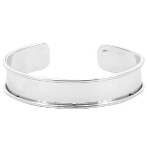 DQ metalen basis armband (voor 10mm koord/leer) Zilver (nikkelvrij)