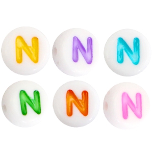 Letterkralen van acryl letter N Multicolor-Wit