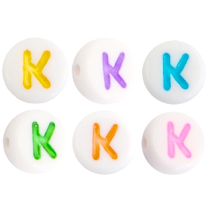 Letterkralen van acryl letter K Multicolor-Wit