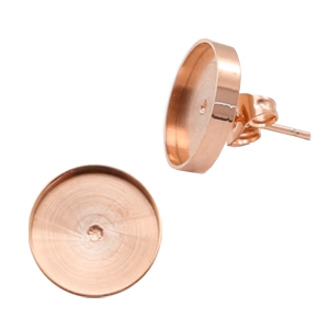 Polaris Steel (RVS) oorbellen met setting voor 7mm cabochon/Swarovski SS34 Ros&eacute; goud