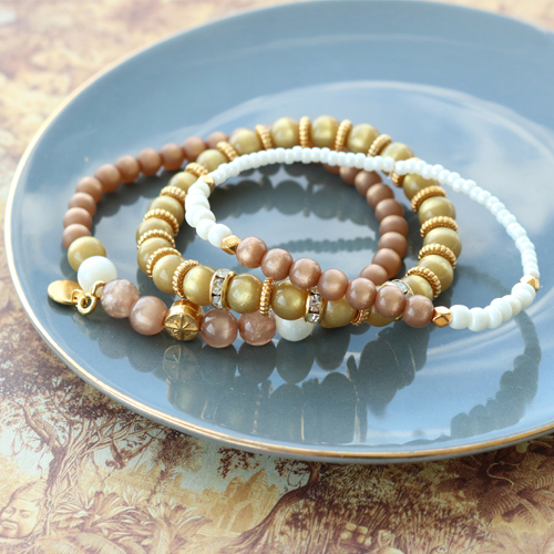 Prachtige oorbellen en armbanden in warme kleuren van nieuwe Polaris Elements kralen