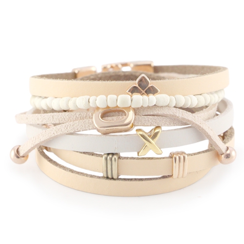 Armbanden gemaakt met leer, Aztec en 5 mm DQ metalen sliders