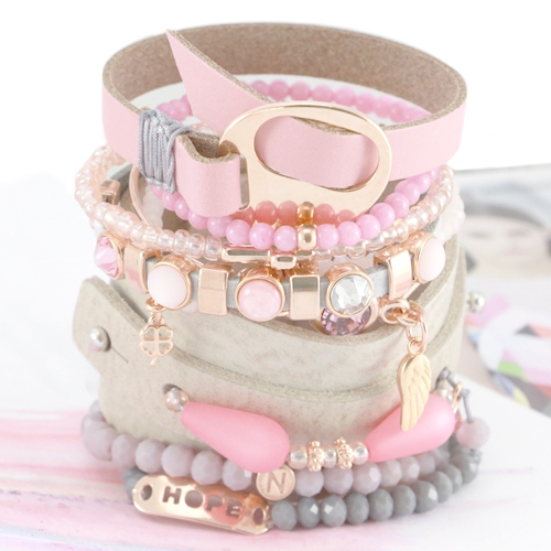 Mooie armband set in roze tinten