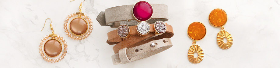 Cuoio setting / slider voor 8 mm leer en 12 mm cabochon