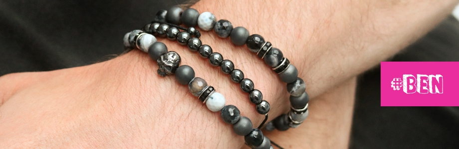 Stoere mannen sieraden met kralen van natuursteen